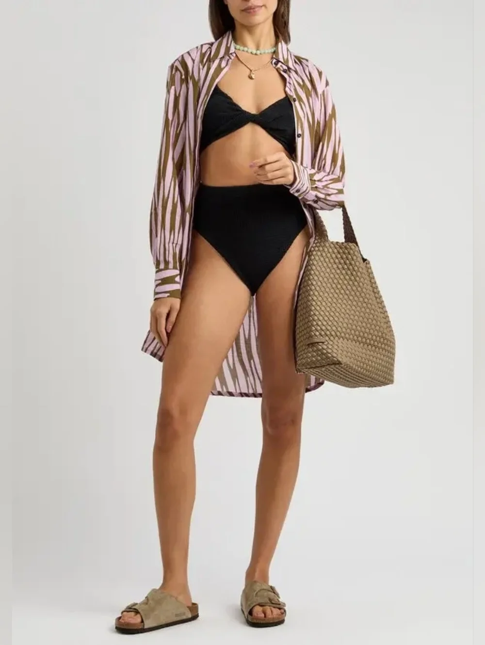 Hunza G Jamie Bikini - Textured Black Two-Piece Swim Set - One Size